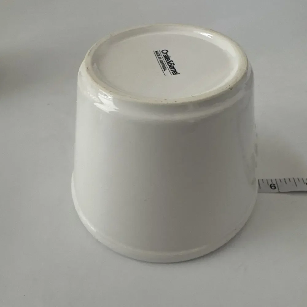 Set of 2 Crate & Barrel Individual Popcorn Bowls 4” Embossed Farmhouse PORTUGAL
